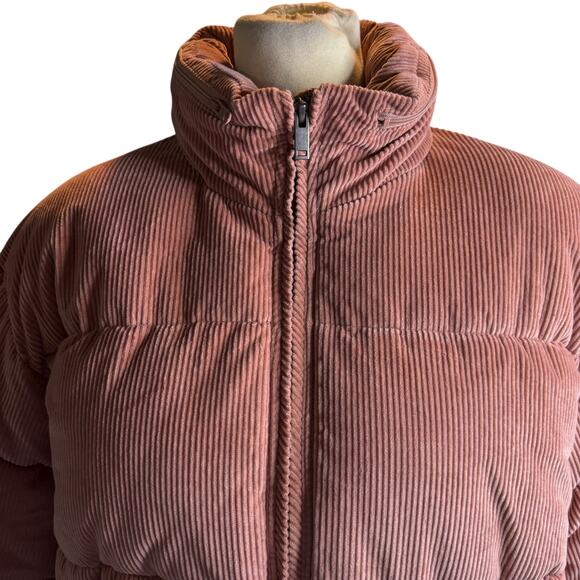 American Eagle Dusty Rose Pink Corduroy Puffer Jacket, Versatile Hood, Small - Picture 7 of 12